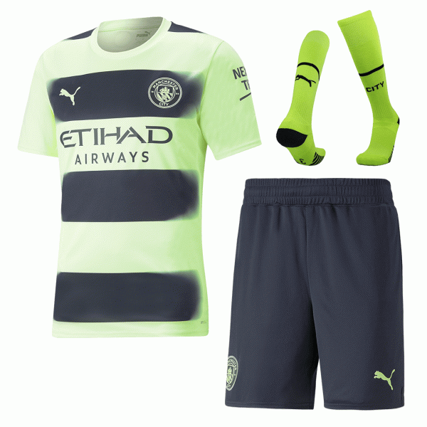 Manchester City Soccer Jersey Third Away Whole Kit(Jersey+Shorts+Socks) Replica 2022/23